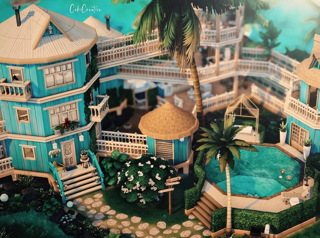 CokiCreative's tweet image. Mermaid Compound! No cc, play tested, and available in the gallery under CokiCreative 🧜🏼‍♀️ (Sleeps up to 12 sims) | #TheSims4 #sims4 #ShowUsYourBuilds @TheSims