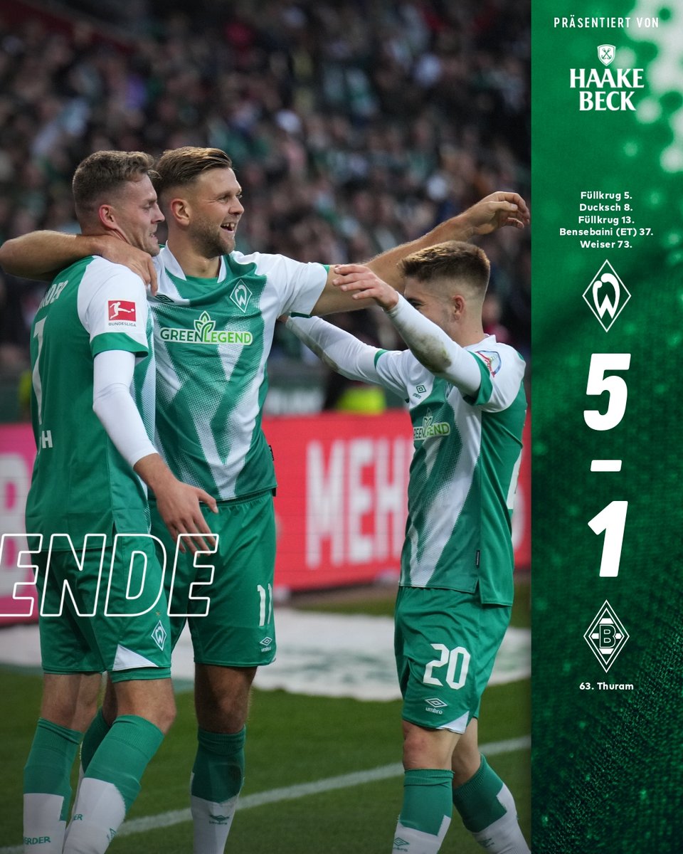 ⏱️90. Min

JAAA! HEIMSIEG IN DER BUNDESLIGA! 😍

FÜHLT SICH EINFACH WUNDERVOLL AN.

 ⚽️ 5:1 #SVWBMG