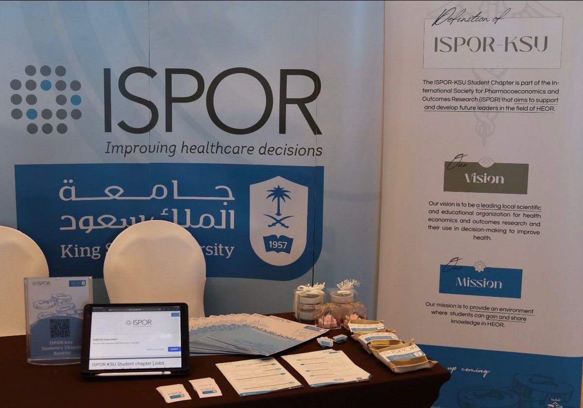 sa_ispor's tweet photo. 🔷 ISPOR_KSU Booth 👨🎓✨
#ispor_saudi #studentschapter #saudiarabia #HEOR https://t.co/r7JuU1ilho