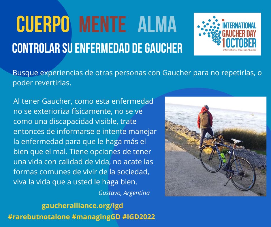 IGAgaucher's tweet photo. Gustavo, un paciente de tipo 1 de Argentina, habla de la importancia de la disciplina en el manejo de la enfermedad de Gaucher.
#IGD2022 #managinggd #rarebutnotalone https://t.co/eqhylP1MQs