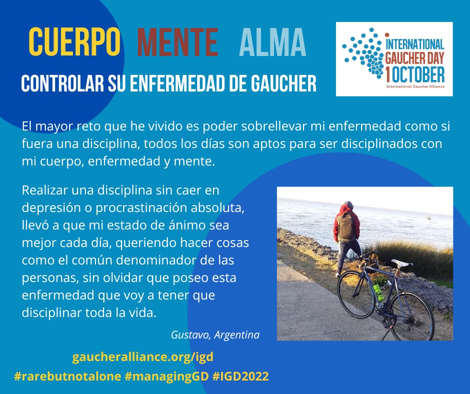 IGAgaucher's tweet photo. Gustavo, un paciente de tipo 1 de Argentina, habla de la importancia de la disciplina en el manejo de la enfermedad de Gaucher.
#IGD2022 #managinggd #rarebutnotalone https://t.co/eqhylP1MQs