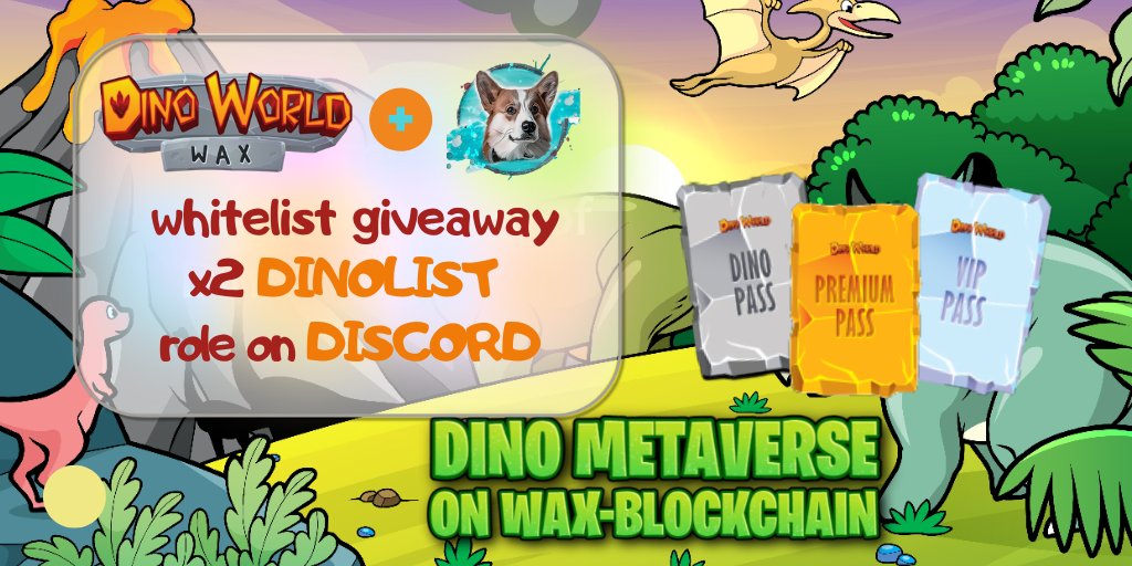 crypto_corg's tweet photo. 🎁Whitelist GIVEAWAY: 2x Dinolist Role🔥

1⃣ Follow @crypto_corg and @Dinoworldwax
2⃣ Like &amp; RT
3⃣ Join Discord: https://t.co/OlLNryvREV
4️⃣Drop your WAX  &amp; Discord ID below

🗓️Ends in 72h

#Giveaways #NFTProject #NFTdrop #NFTGiveaways #WAXP #Airdrop #NFTs #NFT #WAX #giveaway https://t.co/BhFbsVUvSN
