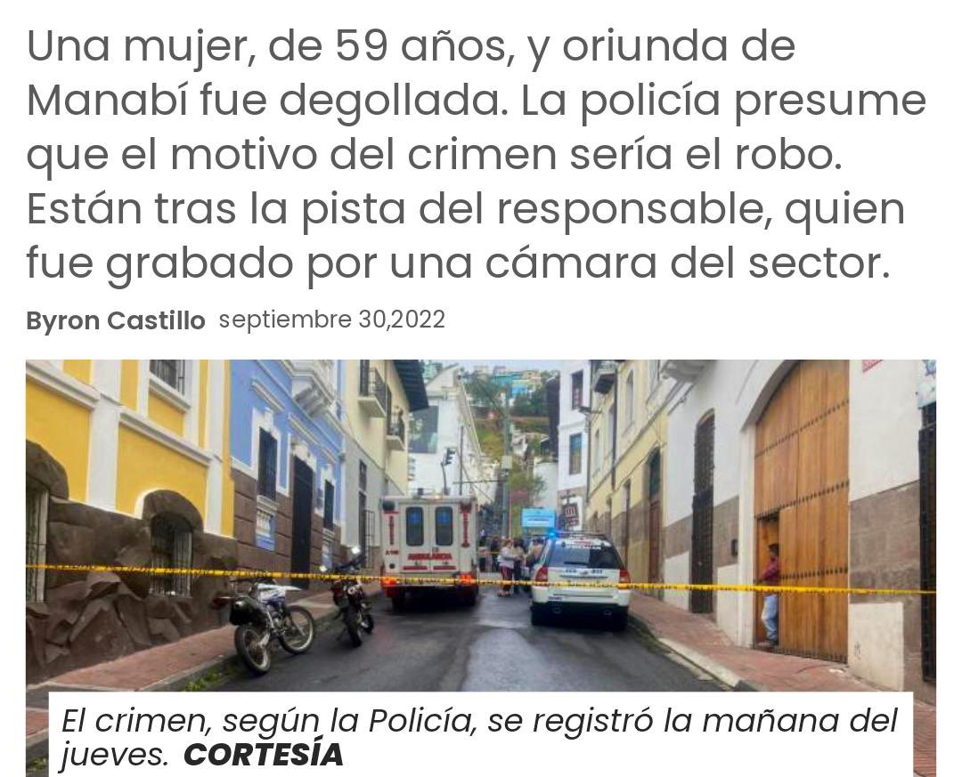 💔Hoy levanto mi voz por Angelita. La asesinaron ayer cruelmente en su propia vivienda en el centro de #Quito

<a href="/FiscaliaEcuador/">Fiscalía Ecuador</a> DEBE investigar este hecho execrable. <a href="/JusticiaAN/">Comisión de Justicia y Estructura del Estado</a> acompañará todos los casos sobre los cuales el Estado no ha respondido.

Mi solidaridad a su familia.