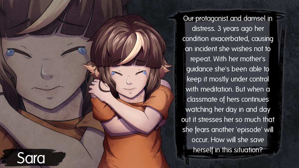 MorphiDragunny's tweet image. Meet our protagonist of "He Watches Me" 👁️👁️

Sara only wants a simple life at school but when her classmate Tyler keeps watching her from the back of the room she just can't ignore it. She's tried, but something just, isn’t right...

Game link below⬇️
#SpooktoberVNJam #horror
