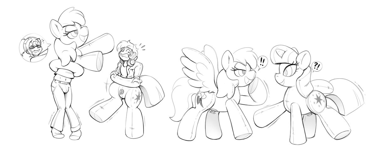 Inflatable pony transformations for <a href="/UminamiTF/">Uminami</a> and <a href="/DegenDismal/">Boing Boing (DismalDegen)</a> Squeezing into a pair of squeaky rubber hoops, turning them into Rainbow Dash and Twilight Sparkle!

Looks like someone forgot to mention those hoops are only one way~