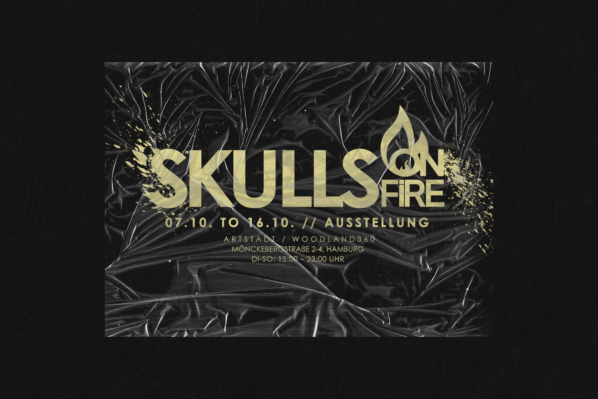 Stay ready #Hamburg 🔥💀🔥
✏️ 7.10. - 16.10.
📍 <a href="/artstadt/">ArtStadt</a> Hamburg
🎨 Physical art &amp; NFTs
🍷 Drinks &amp; Music

#Ausstellung #exhibition #NFTCommuntiy