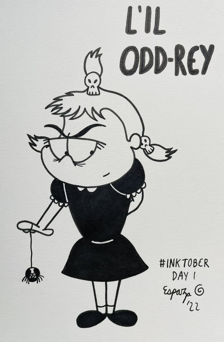 It’s October and that can mean only one thing: #Inktober is here! My theme for this year is Creepy Kids, and we’re starting it off with a little girl that always has a weird vibe going, L’il ODD-rey! Don’t let those cute pigtails fool you. She’s up to something! #Inktober2022