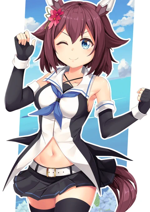 01 - サクラチヨノオーサクラチヨノオー >< 江風じつに白露で描こうと思っていたんですが、こっちでもいいかなと。どうですか?#ウマ娘プリティーダービー  #艦隊これくしょん #艦これ #ウマ娘 