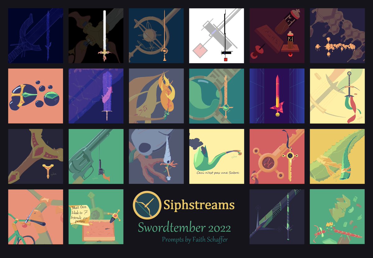 siphimir's tweet photo. And that concludes #swordtember2022! I finished 22/30, which is honestly more than I expected! 

I may be doomed if I ever have to actually use these, but they were an absolute blast to create! 

Many thanks to  @faith_schaffer for putting this event together again! https://t.co/8Xb5YeDjGF