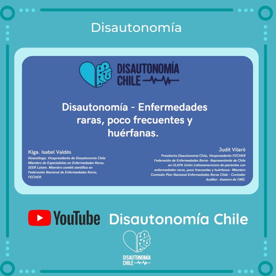Disautonomía y Enfermedades Raras poco frecuentes y huérfanas.

Ya está en nuestro canal de YouTube el material educativo sobre disautonomía y enfermedades raras, poco frecuentes y huérfanas.

🙌🏻Ayúdanos a visibilizar!🙌🏻

#disautonomía #pots #sna #sistemanervioso