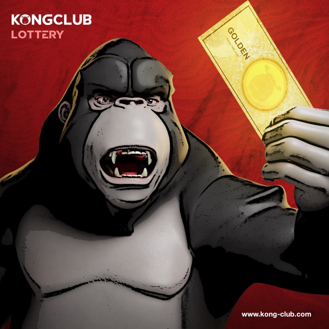KongClubNFT's tweet photo. Kong Club NFT presents KC Lottery! 🦍🎟️

Find out how to participate in our new lottery system. Join to win ETH, merchandise, NFTs and more! 💰 🦍

Who’s ready to win some prizes?! 🦍👀 #NFT #nftart #kongclubnft #NFTcollector #NFTutilty #NFTutilities https://t.co/gQMAqUfjLU