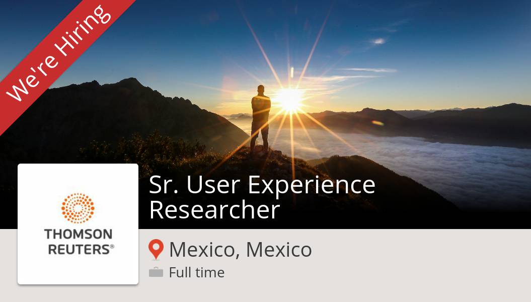 sofbt's tweet photo. Check out this #job: Sr. User #Experience #Researcher at #ThomsonReuters (#MexicoMexico) https://t.co/VK2nx2phNx #WorkingAtTR https://t.co/djb611gYGQ