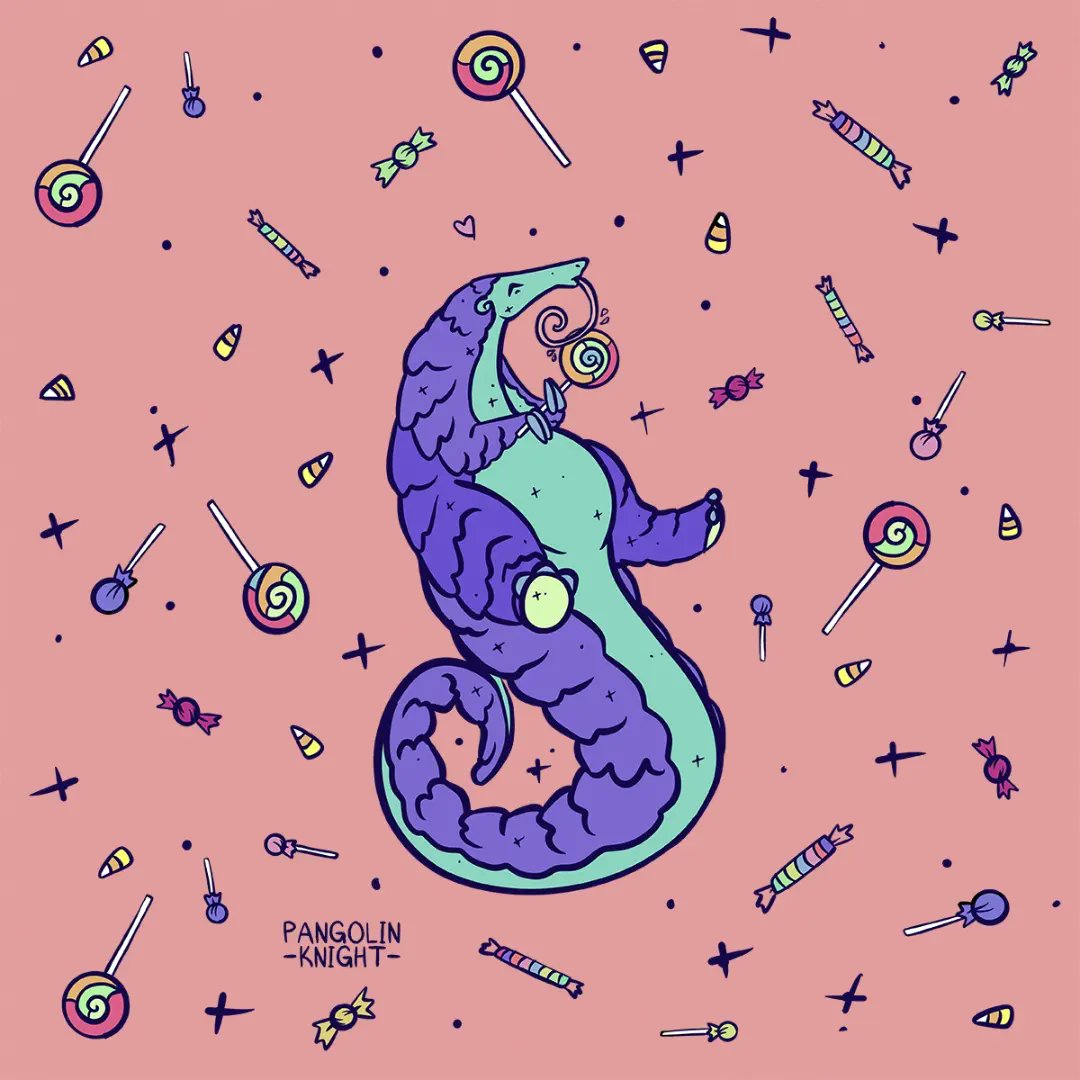 Pangolin_Knight's tweet photo. Artober prompt "Candy" from my friend shybones_ on Instagram. https://t.co/InO2kqIobk