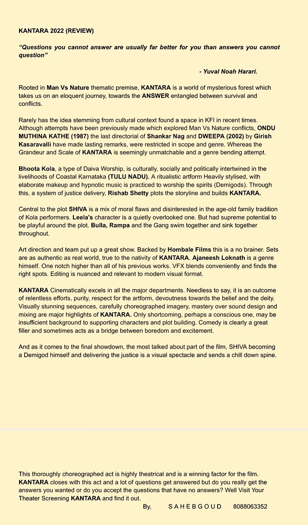 KFI's New Heights. This will be remembered for a longest time.
<a href="/KantaraFilm/">Kantara - A Legend</a> <a href="/shetty_rishab/">Rishab Shetty</a> <a href="/RajbShettyOMK/">Raj B Shetty</a> <a href="/rakshitshetty/">Rakshit Shetty</a> <a href="/hombalefilms/">Hombale Films</a>