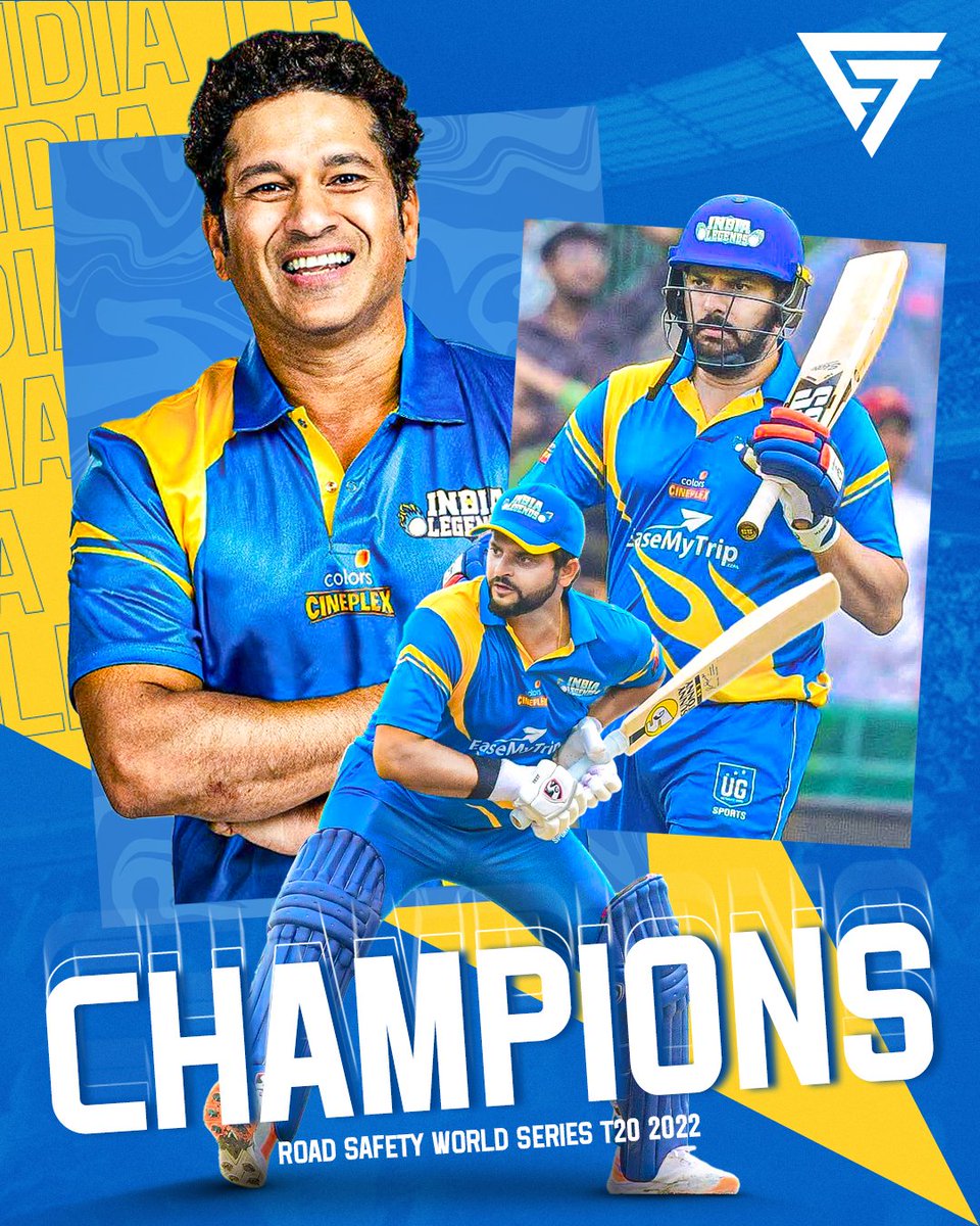Fanatikkind's tweet photo. 🏆 𝐖𝐈𝐍𝐍𝐄𝐑𝐒! Congratulations to India Legends on becoming the champions of Road Safety World Series 2022.
👏 Kudos to Naman Ojha on hitting a fantastic 💯 in the final!
#IndiaLegends #INDLvSLL #RoadSafetyWorldSeries #YehJungHaiLegendary #TeamIndia #Fanatikk https://t.co/FKZCqVfFqn