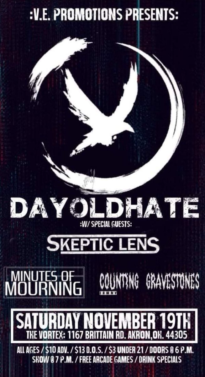 OFFICIALLY BACK!!!

SATURDAY, NOVEMBER 19TH.  The Vortex in Akron, Ohio.  BE THERE!!!  #DAYOLDHATE #HaterNation #HardRock #Cleveland216 #ComeGetFilthy #BuiltFromTheDirt
