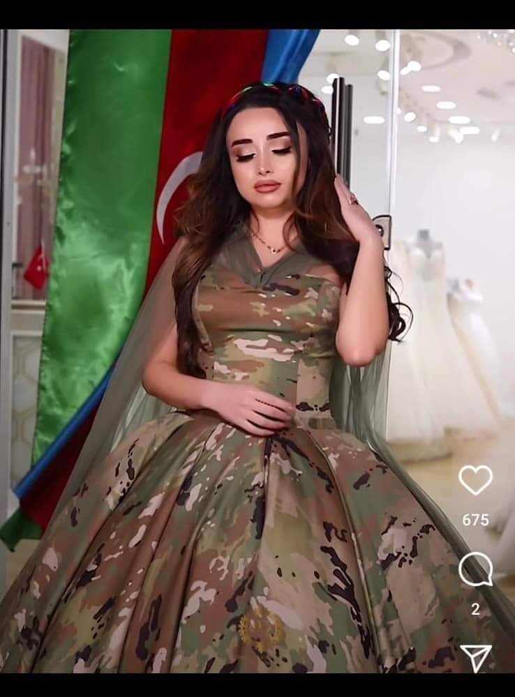 StyopaS's tweet photo. I am speechless... Aliev's #Azerbaijan and its pro-war society! War is everywhere, in people's minds, even in wedding dresses... https://t.co/p70r5p9QEf