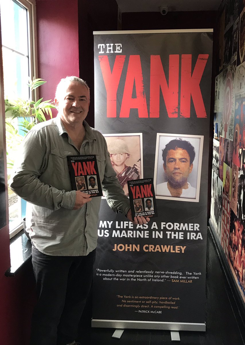 LittleAcornsBks's tweet photo. Great launch of author JOHN CRAWLEY's sensational best-selling memoir #TheYank - My Life as a Forner Marine in the IRA in @sandinosbar, Derry, with guest speaker Dixie Eliot. Powerfully honest & engaging. Signed copies at @LittleAcornsBks. Published by @MerrionPress / @IAPbooks https://t.co/ktBFJBl2wC