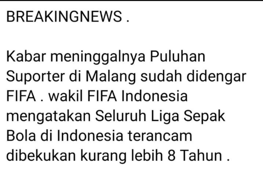 FIFA gercep !! no football again. Kanjuruhan jadi saksi