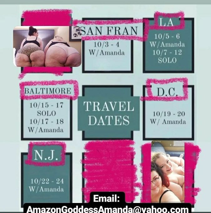 Heads up people,  I'll be traveling and available with @BBWVivienneRose in the following locations for<a href="/tag/footfetish"class="tags"><span>#footfetish</span></a><a href="/tag/thickthighs"class="tags"><span>#thickthighs</span></a><a href="/tag/crushing"class="tags"><span>#crushing</span></a><a href="/tag/sessiongirls"class="tags"><span>#sessiongirls</span></a>