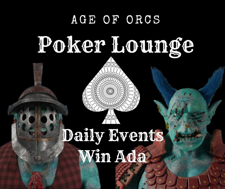 The poker tournament for 11 Ada starts in 50 minutes!
We still take registrations!
Daily Ada events at the #ageoforcs discord!
#CardanoNFT #Poker4Ada #Cardano #NFT