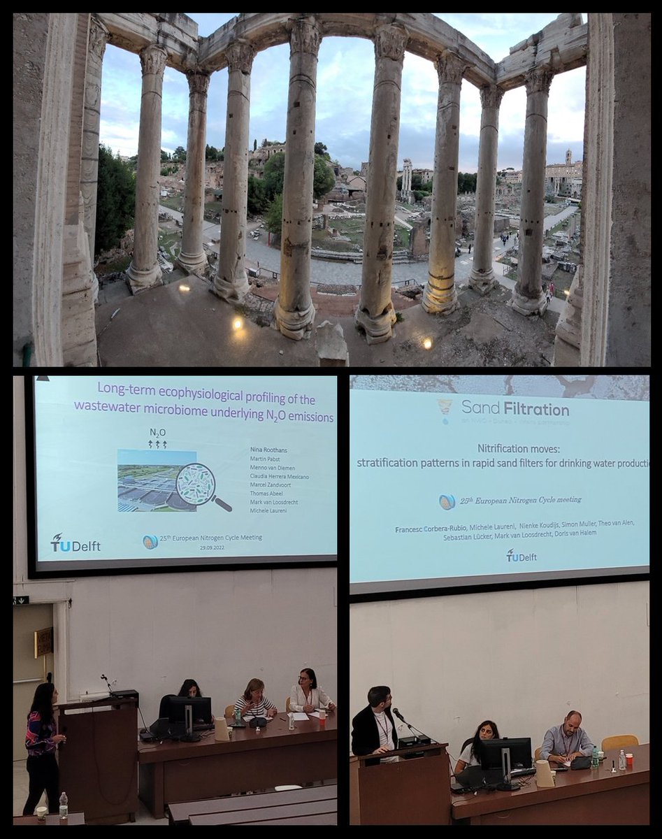 From groundwater to wastewater, endlessly fascinating nitrogen trafficking microbiomes <a href="/NinaRoothans/">Nina Roothans</a> and <a href="/FrancescCorbera/">Francesc Corbera Rubio</a> <a href="/TNWTUDelft/">Faculteit TNW / Faculty of Applied Sciences</a>! Thanks to the organizers of a fantastic Nitrogen <a href="/CycleMeeting/">NCycleMeeting</a> #ENC2022 in a breathtaking #Rome