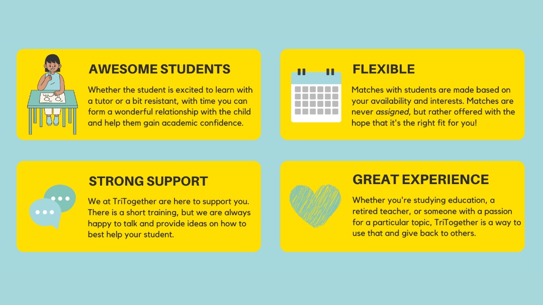 tritogether's tweet photo. Interested in volunteering as a virtual tutor for a student in foster care? Send us an email! info@tritogether.org

#fostercare #nonprofit #nonprofitorganization #volunteer #outreach #dei #equity https://t.co/Nqu6GaEjyQ