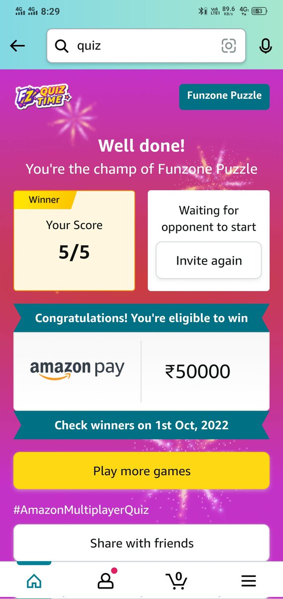 These contest's winners was to be announced on 1st October 2022, but till now no announcement of  winners happened.And there are many other contests also. Why are you organizing contests if you cannot give the prizes <a href="/amazonIN/">Amazon India</a> <a href="/AmazonHelp/">Amazon Help</a> <a href="/amazon/">Amazon</a>
#IWonOnAmazon