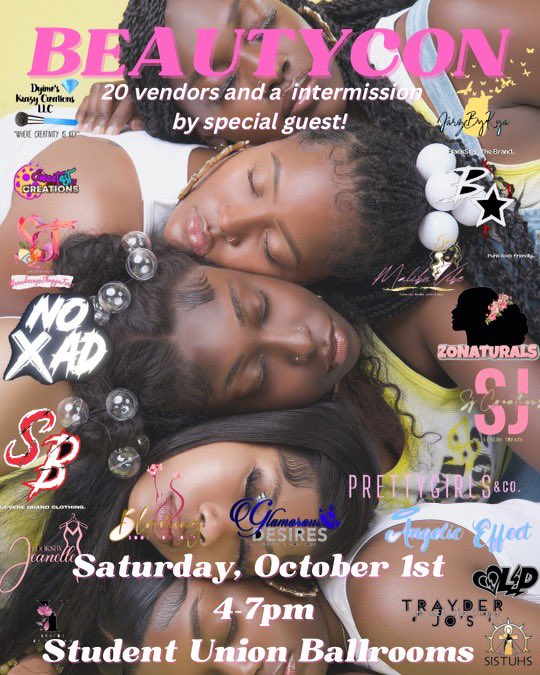 VstateSISTUHS's tweet photo. Let's end the week right. It's time for Beautycon, tell a friend to tell a friend💛🖤 https://t.co/RpvXTrfw75