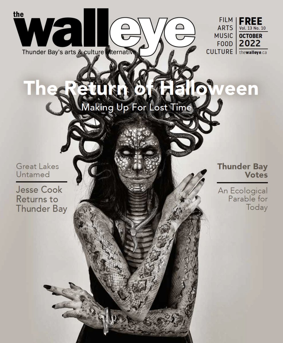 thewalleye's tweet photo. This month we’re all about #Halloween. With the return of @defsup's The Hunger and other events, we know we won't be the only people making up for lost time! Our Medusa cover is thanks to #makeup #artist @biancaartistry (who is also the model). https://t.co/sAF7JMcm8y #thunderbay https://t.co/bmUphy5IrI