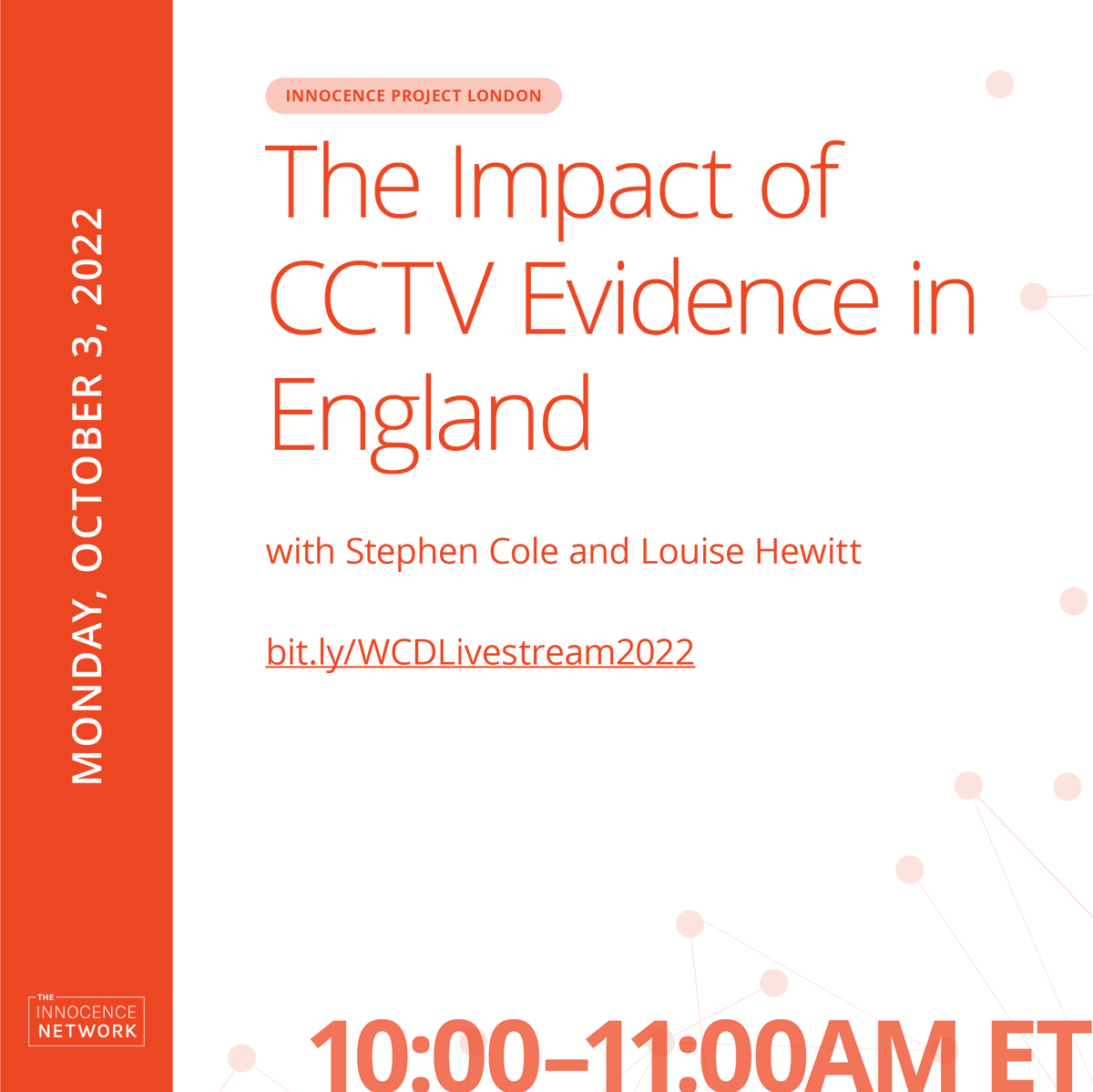 innocencelondon's tweet photo. @InnocenceNtwrk livestream event today. 3pm BST our director @LouHew1179 is speaking about the impact of CCTV evidence #WCD2022 #AcademicTwitter
Donate if you can https://t.co/asRP3oyhaS #IPLGiving https://t.co/FGwURXAzXR