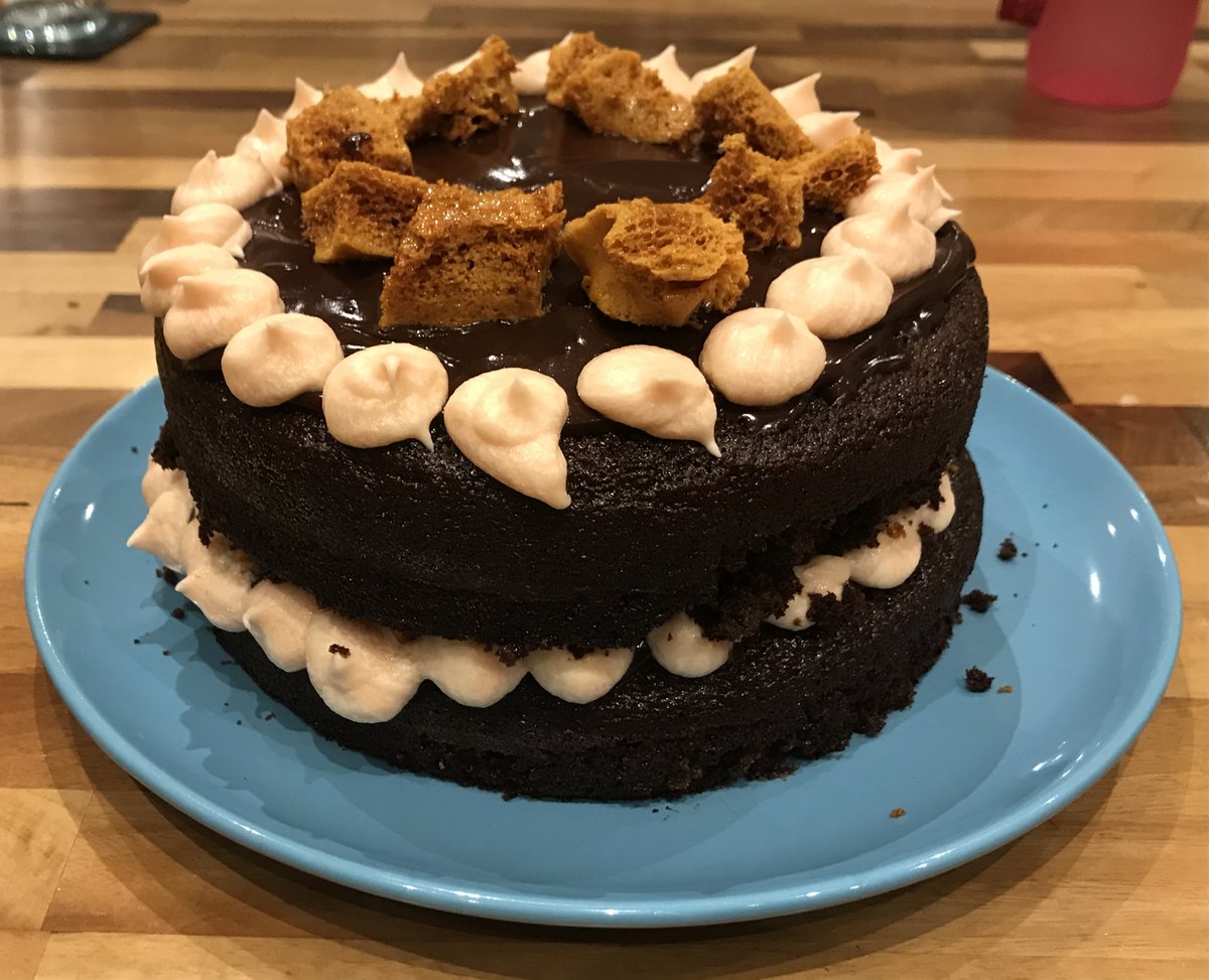 Homemade honeycomb – thank you <a href="/SarahJames456/">Sarah James</a> for the honeycomb recipe. And why dip it in chocolate when you can put it on top of double chocolate cake talesfromthekitchenshed.com/2015/10/best-e…