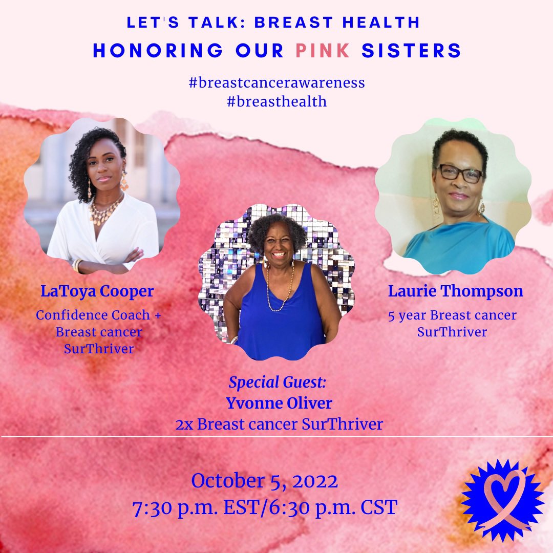 Join our live conversation as we discuss preventive care, survivorship, and Breast cancer journey.
Register for virtual conversation shorturl.at/fhtu1 
#breastcancersupport #breastcancerawareness #breastcancersurvivor #breastcancerwarrior #womensupportingwomen #breasthealth