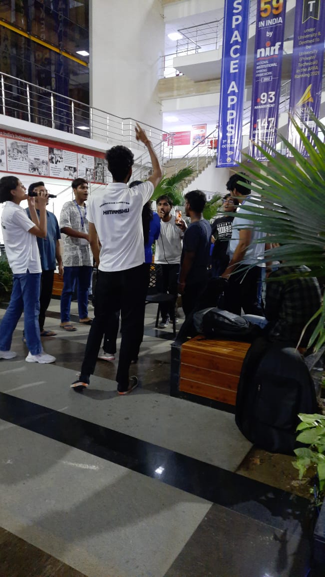 gucouncil's tweet photo. Late night Jamming session to ease the tension during  Nasa international Space App Challenge ✨

@GalgotiasGU @DGalgotia @NASA
@SpaceApps 

#nasaXgalgotias #spaceAppsXgalgotias
#nasaspacehackthonXgalgotias https://t.co/DAnQCT1PiZ