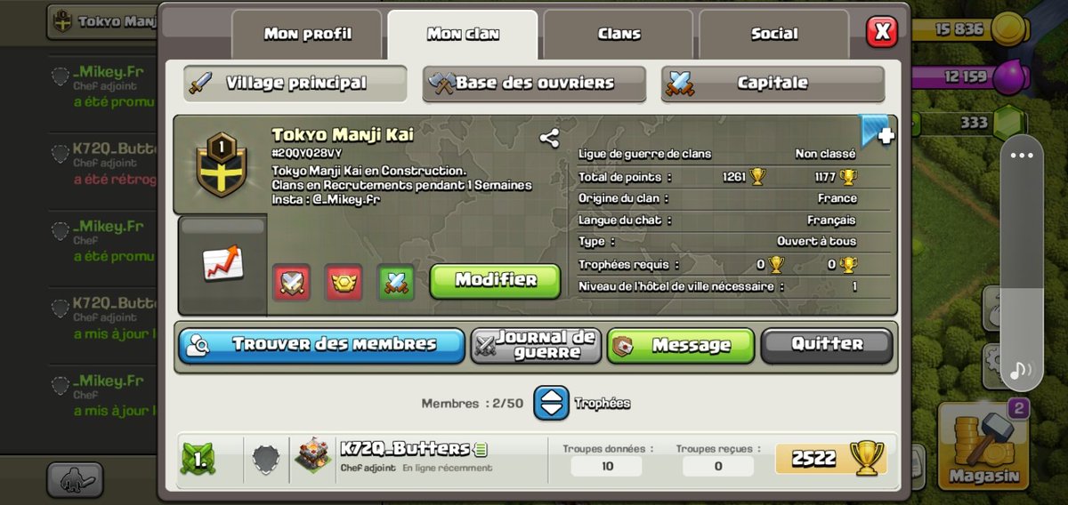 _Mikeyfr_'s tweet photo. Moi et @k72q_buttersfr recrutons des joueurs pour notre clans.

#ClashOfClans #coc #clans 
@Elchiki_coc https://t.co/WFPp88CsKc