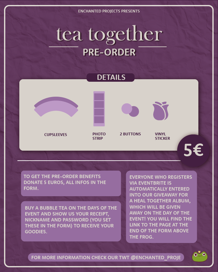 Enchanted_Proje's tweet photo. hi blackroses 🌹
we're so excited to show our second cupsleeve event in munich. If you want to support this project u can donate now and save yourself the preorder benefits. 
you can find all relevant infos in the pics and in our donation form below. 
#bubbleTEAtogether #TheRose https://t.co/etuIhYYNVh