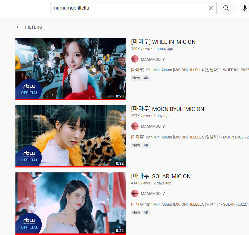 MoomooMuch's tweet photo. Manual streaming Push for #MAMAMOO TEASERS for #ILLELLA 

📺https://t.co/VPVkNGdPNV

MIC ON WITH MAMAMOO

#MAMAMOO_ILLELLA  #MAMAMOO_MicOn #ILLELA 
@RBW_MAMAMOO #SOLAR #WHEEEIN #HWASA
#마마무 #ママム #Moonbyul https://t.co/amrcQqMsVI
