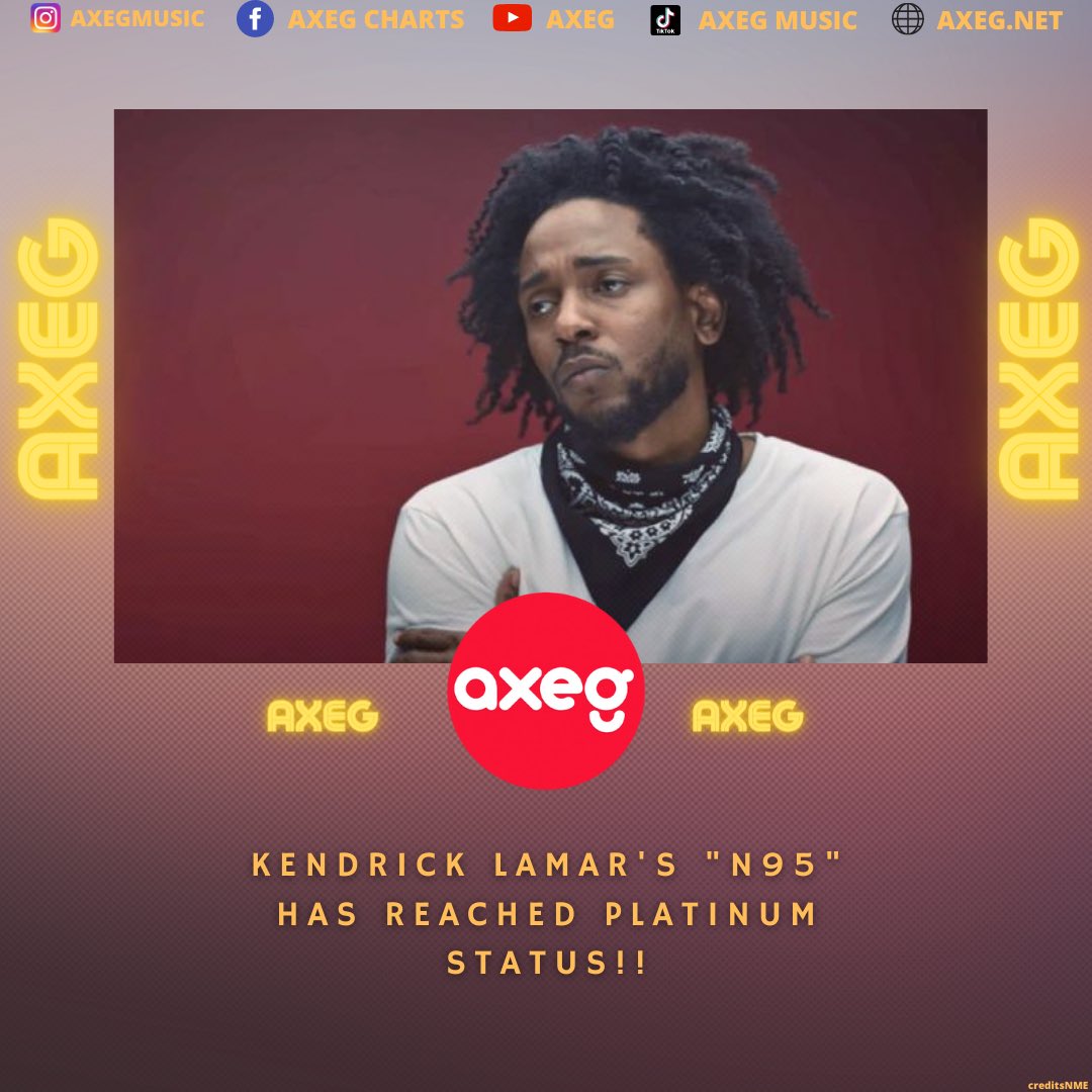AxegMusic's tweet photo. Kendrick Lamar's "N95" has reached platinum status‼️🔥🔥
#kendricklamar #n95 #Platinum #rap #musicislife #AXEG #axegmusic
https://t.co/26TKKnPwRX https://t.co/4vGvCrJapX