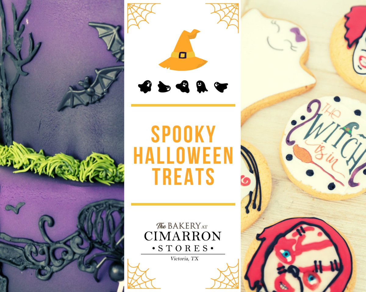 cimarronfastop's tweet photo. Celebrate the season with some of our delicious spooky treats! You can order now or grab and go! 👻 
📲 Junction: 361-573-0052
📲 Express: 361-576-9838

#SpookySeason #Halloween #HalloweenTreats #Treats #CimarronBakery #BakeryatCimarron #Bakery #Cookies #Cakes https://t.co/5BkxgnLQml