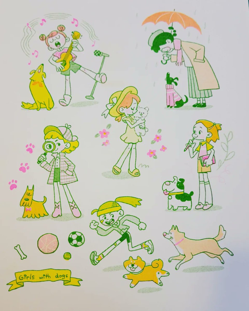 「3 color Risograph I did from a class las」|chi 🍋 available for workのイラスト