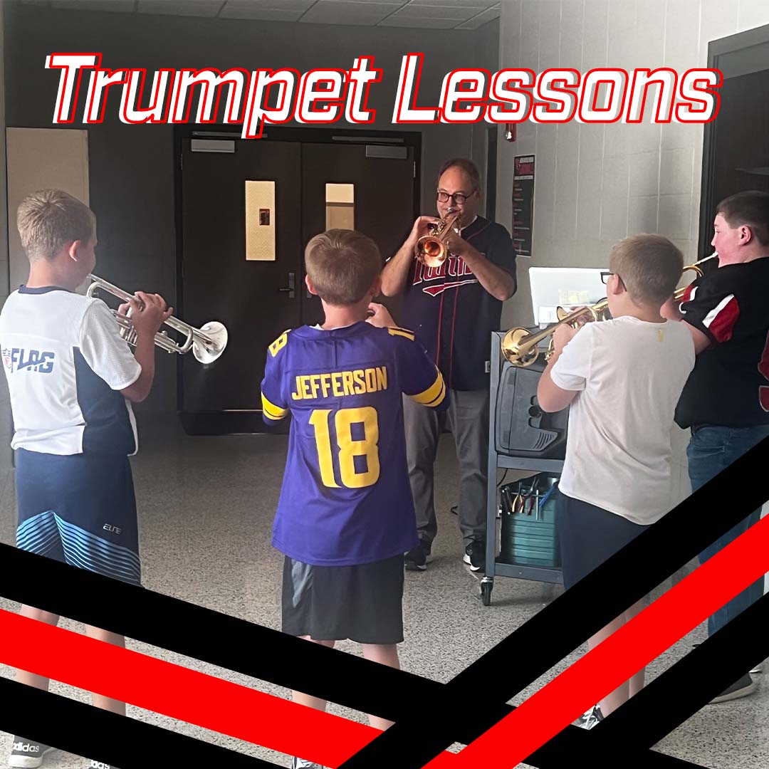 Take a look at some of our 5th grade students during their trumpet lesson with Mr. Benzing!