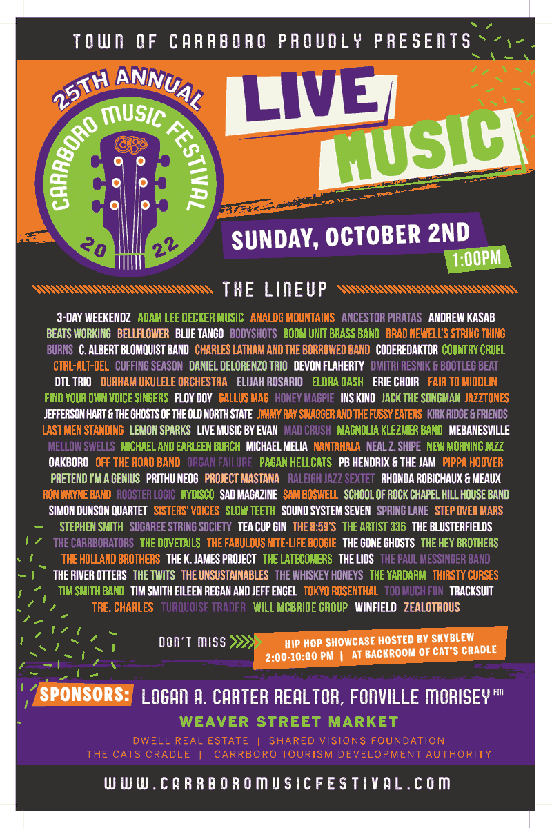 chtransit's tweet photo. TOMORROW: 🎸Check out live music -all genres, multiple venues -at the Carrboro Music Festival. We provide the free shuttle around town, you provide the dance moves and applause 🚌Shuttle starts at Jones Ferry Park and Ride lot, map ⤵️

@CarrboroGov 

https://t.co/ZqS9YTwUBr https://t.co/1hSdO1K0ix