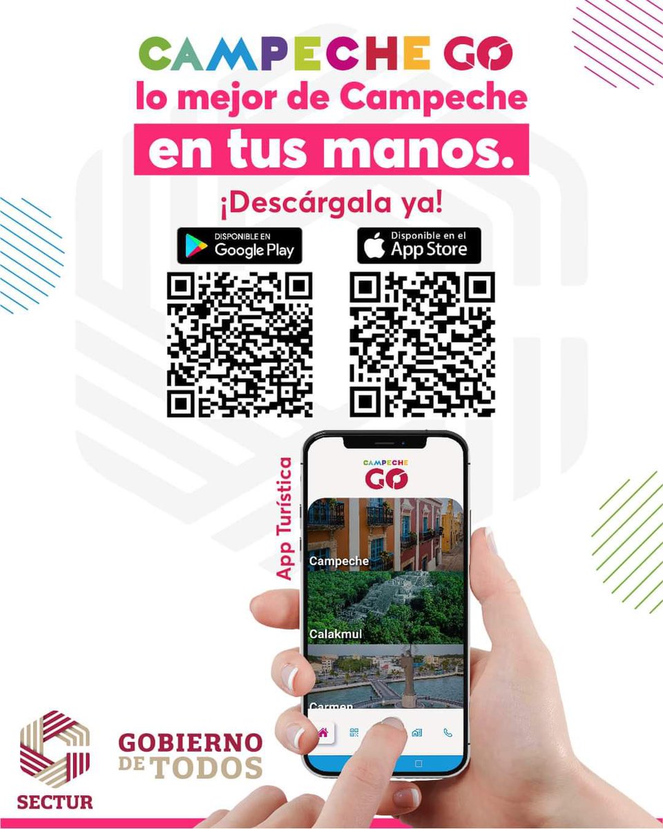 LaydaSansores's tweet photo. ¿Sabes cómo conocer hasta el último rincón de nuestro estado? 
Descarga la app #CampecheGo y adéntrate en la tierra del jaguar, riquezas naturales, culturales y la calidad de su gente.

¡Visita y descubre #Campeche! https://t.co/cWtZiSY0GA