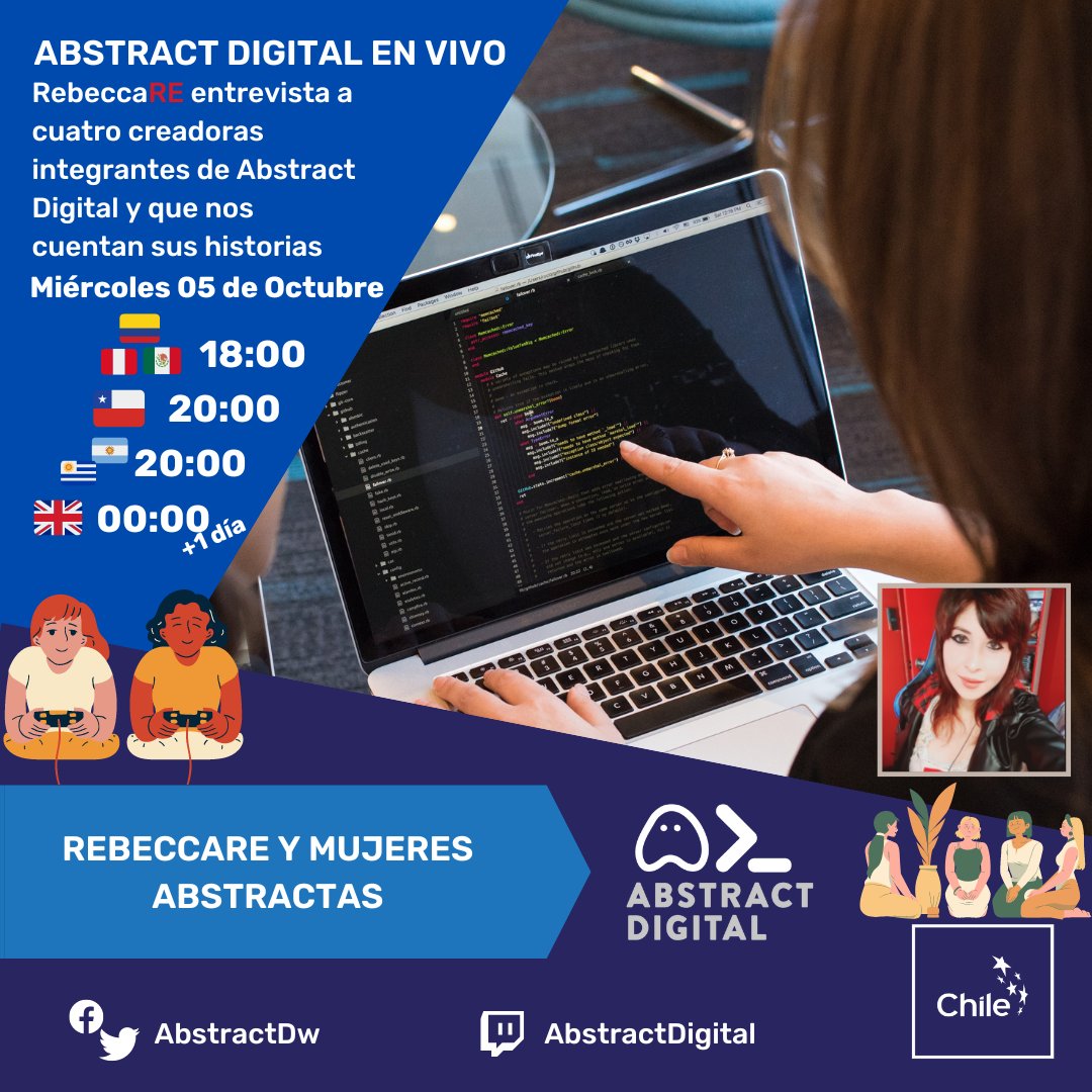AbstractDw's tweet photo. 📢Este Miércoles 05 de Octubre tenemos un programa muy especial
Acompaña a @RebeccaRE13 junto a 4 integrantes de Abstract en vivo conversando sus experiencias.
📅Nos vemos en vivo desde las 20:00 horas GMT -3

📺https://t.co/jYOysjfZiO

#podcast #podcastdev #IndieGameDev #devteam https://t.co/wtVQoqw9BH