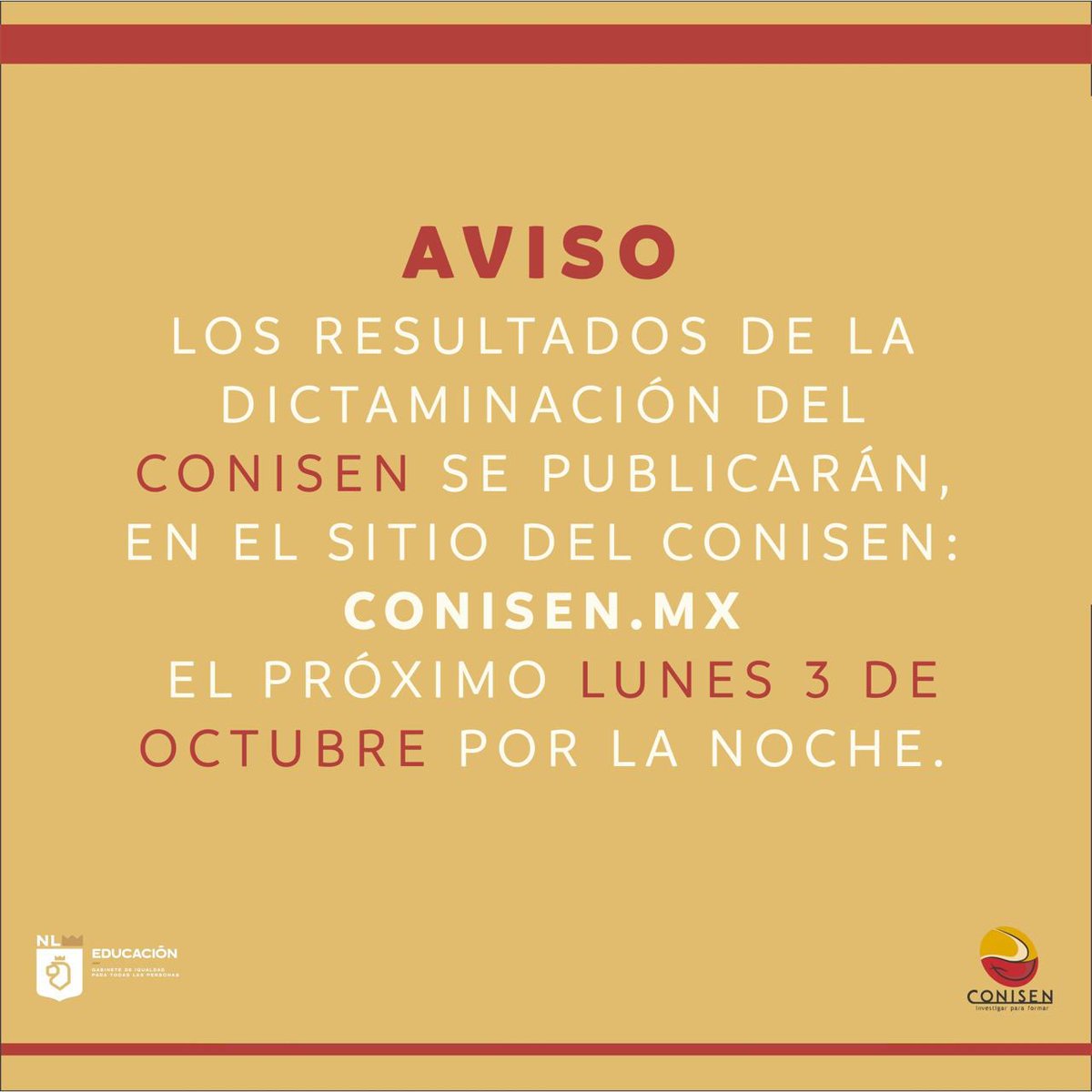 CONISEN_oficial's tweet photo. Información importante sobre los resultados de la dictaminación. https://t.co/K8N8DZKO3Z