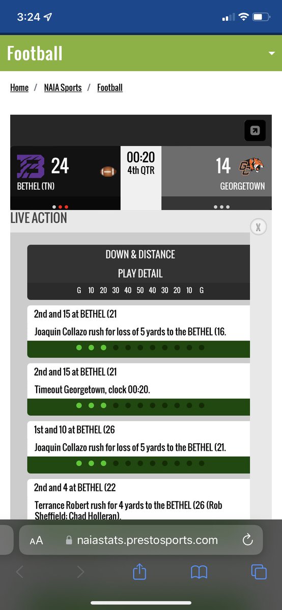 <a href="/BU_FootballTN/">Bethel University Football (TN)</a> getting into that VICTORY formation on Georgetown’s turf! Hey <a href="/NAIA/">NAIA</a> coaches, y’all ready to put some respect on our boys yet? That’s 2 ROAD Ws against Top 10! #respectus