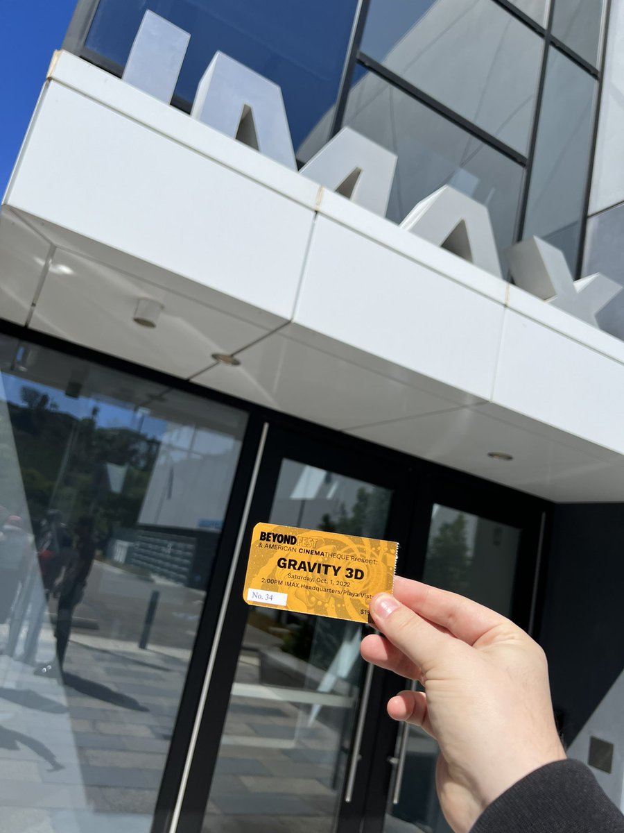 WillTheLandMan's tweet photo. Seated at the IMAX HQ in Playa Vista for a special screening of #Gravity3D! Still practically vibrating after last nights screening at the TCL but excited to catch this flick for the first time (I think?) in IMAX 3D. Thanks as always @BeyondFest! https://t.co/TT2SNgHfU7