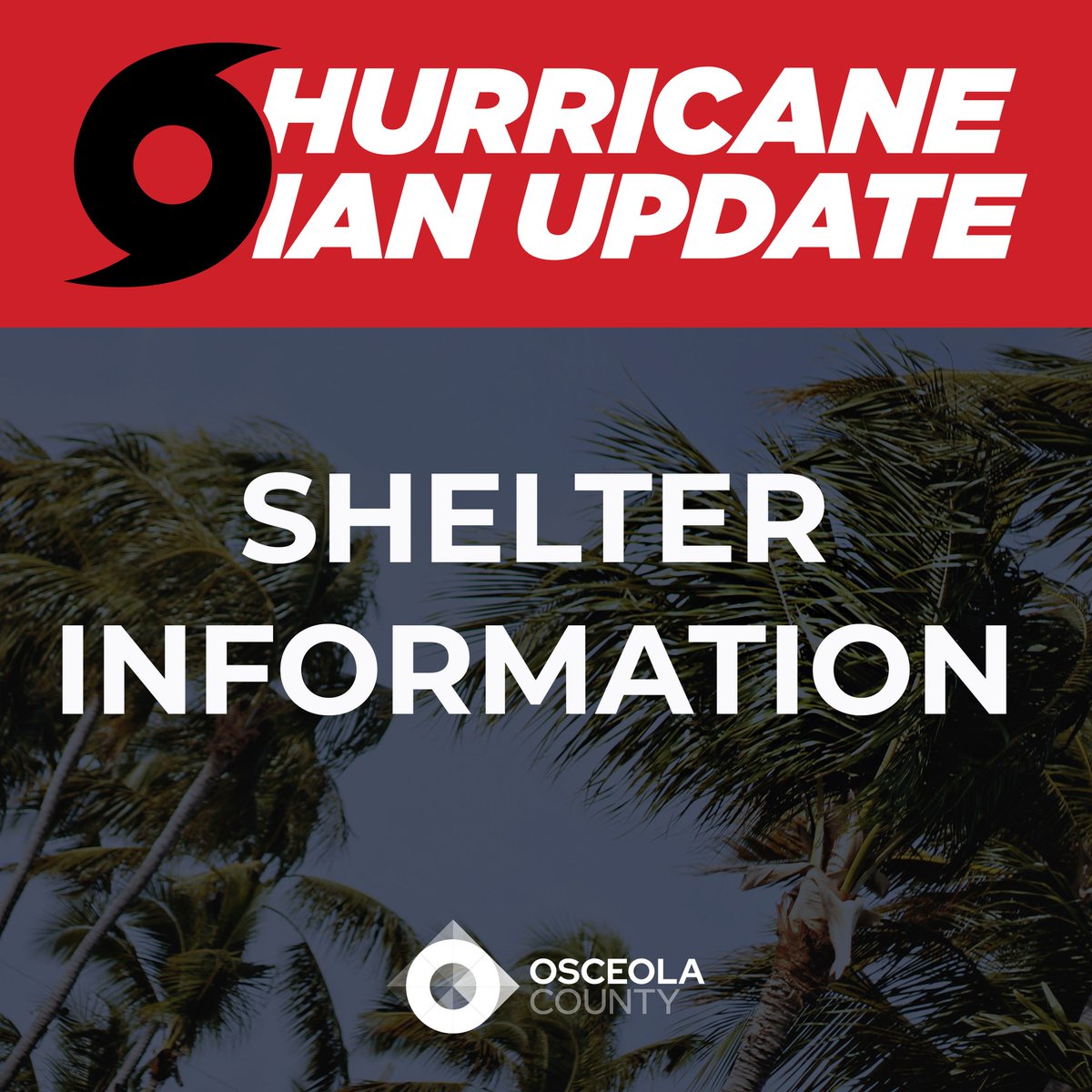 OsceolaCountyFl's tweet photo. SHELTERS UPDATE: The Kissimmee Civic Center is now full and those still seeking refuge can go to @OHP_Venues./ ACTUALIZACIÓN SOBRE LOS REFUGIOS: El Centro Cívico de Kissimmee ahora está lleno y aquellos que aún buscan refugio pueden ir a @OHP_Venues. https://t.co/ieZJkSGYFb