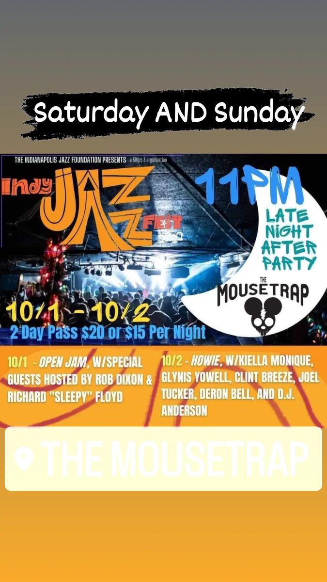 @TheMousetrap is hosting the official @indyjazzfest after-sets Saturday and Sunday. #legendsplaying #indyjazzfest #jazz #jazzfest #latenightjazz