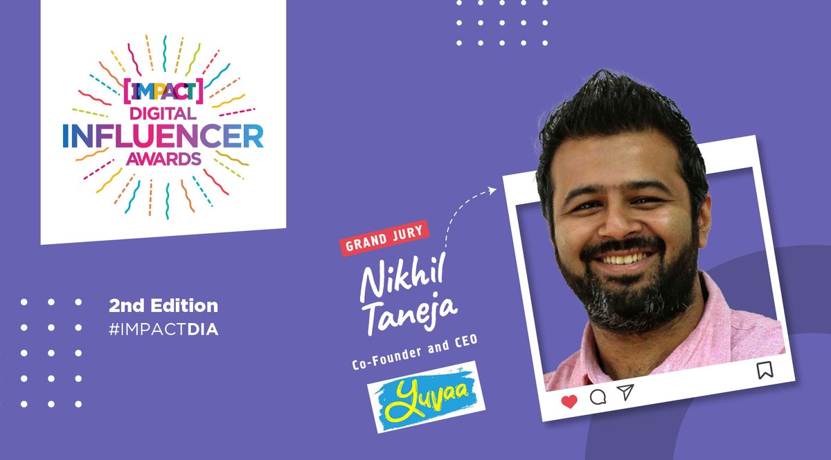 We are delighted to have Nikhil Taneja, Co-Founder and CEO, @YuvaaVolunteers as a Grand Jury member for the 2nd edition of Impact Digital Influencer Awards 2022 #ImpactDIA2022

Nominate now - bit.ly/3NGLwSp

#influencermarketing #marketing #influencer #jury #awards2022